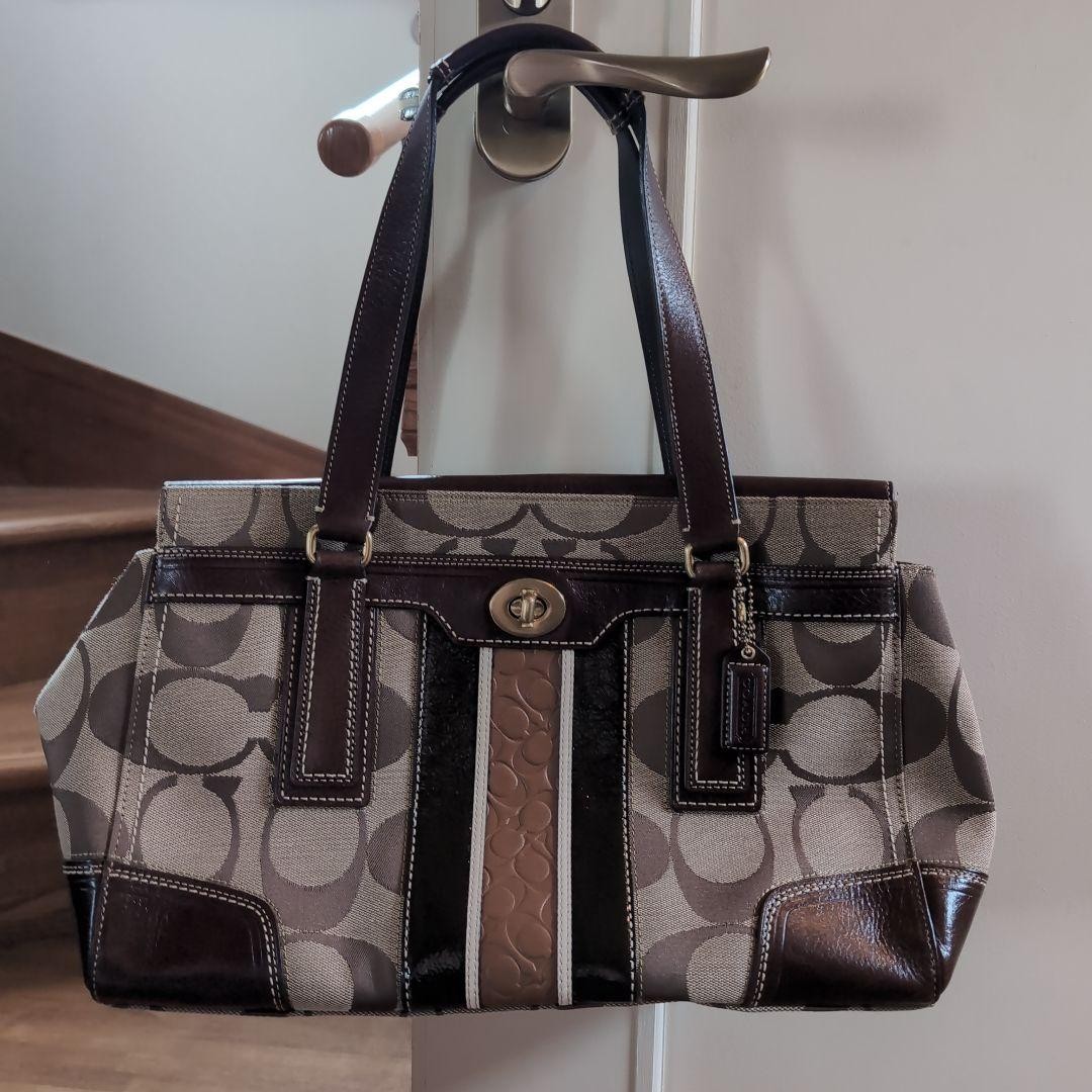 COACH signature logo tote bag in stylish monogram pattern  