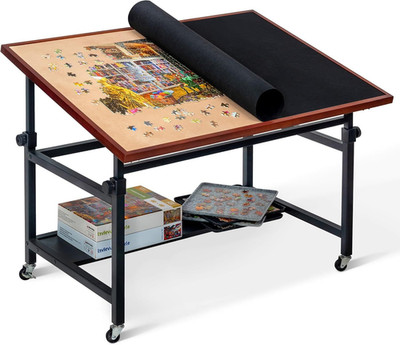 Lavievert 1500 Piece Tilting Puzzle Table with Legs, Angle & Vintage Red
