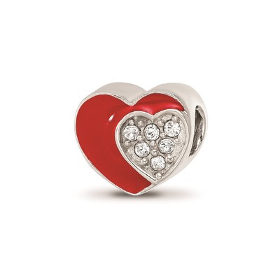 Reflection Beads Sterling Silver Crystal from Swarovski Double Heart Enamel Bead