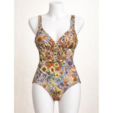 Chelsea  Violet One Piece Swimsuit Medium Floral Corset Style Cottagecore Boho