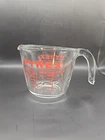 Pyrex Vintage #508 One Cup / 8oz Glass Measuring Cup w/ RED Lettering Metric USA