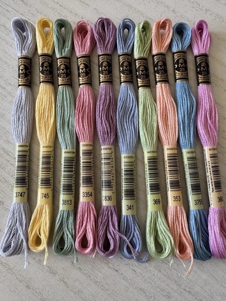 DMC Cotton Embroidery Floss Thread~Lot of 10 Skeins~Rainbow/Pastel Color Set - Image 2 of 4