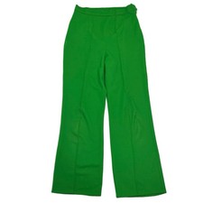 Vintage 60s 70s Women's Trousers Pants Green Straight Leg Groovy Flare Disco