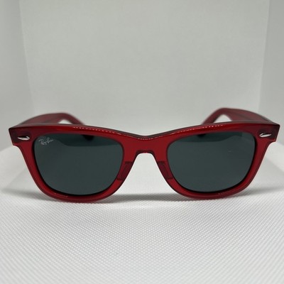 NEW Ray-Ban RB2140 Wayfarer Sunglasses 6614/56 Red on Transparent Grey/Blue 50MM