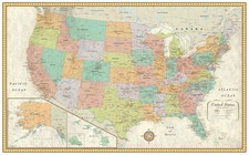 RMC 32" x 50" United States Wall Map Classic Series Earth Tone Wall Mural Decor