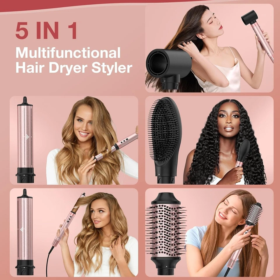 5 in 1 High-Speed Hot Air Styler - Professional Frizz-Free Hair Dryer Brush, Fas - Image 2 of 4