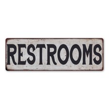 RESTROOMS Vintage Look Rustic Sign Chic Retro Bathroom Washroom 106180035063