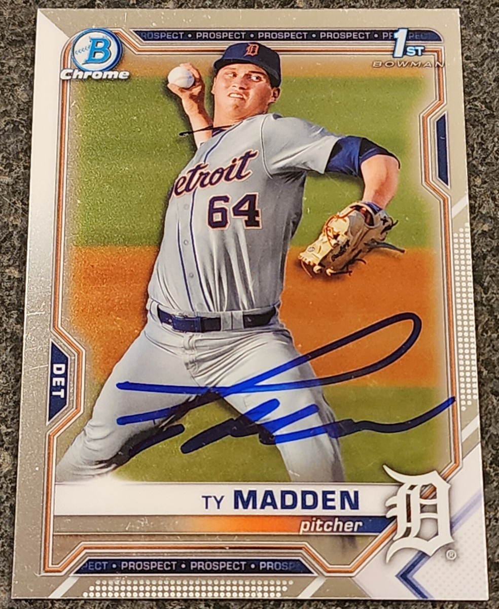 Ty Madden Signed IP 2021 Bowman Chrome Draft Card Detroit Tigers