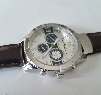 Pierre Cardin 966477 Herren Armbanduhr Stahl, Lederarmband 45 mm