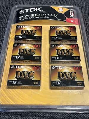 TDK Mini Digital Video Cassette DVC 60 minutes; 6-pack (1 pack of 6) NEW SEALED