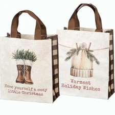 Christmas gift bag set Farmhouse Warmest Holiday Wishes Daily Totes reusable bag
