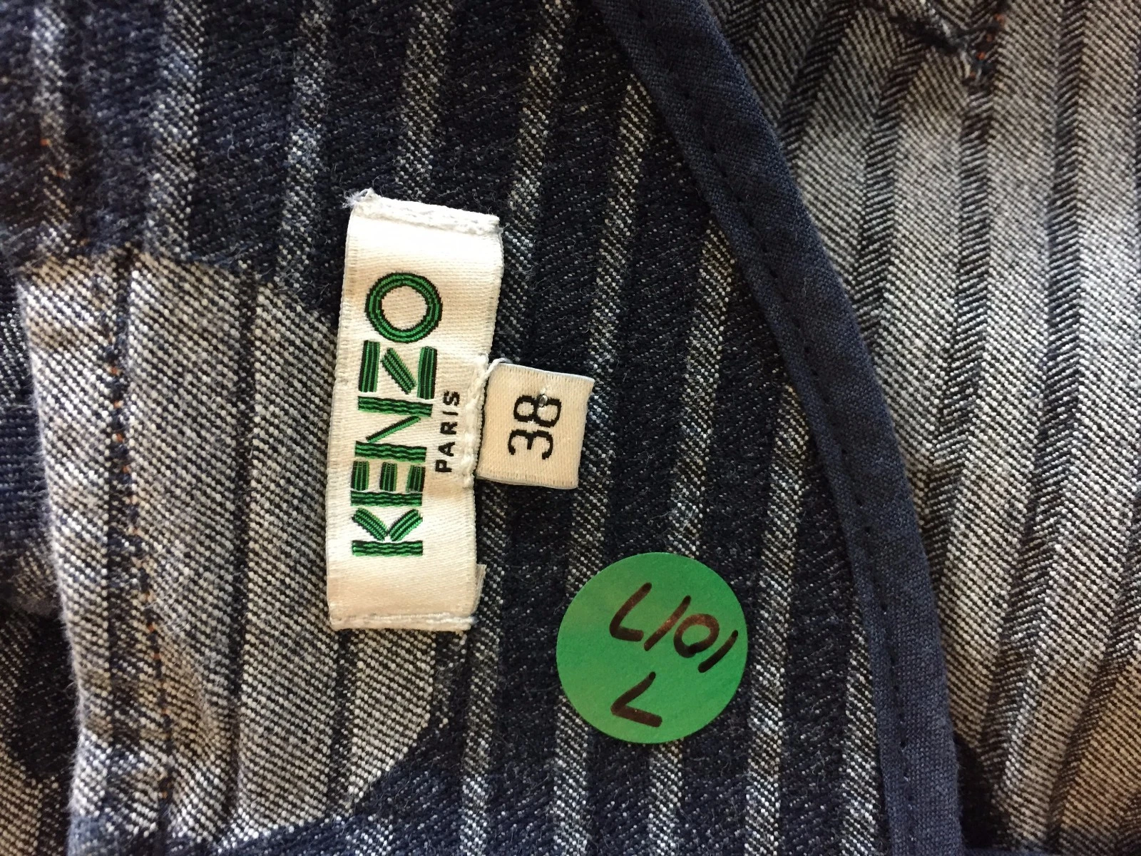 ABITO KENZO 71017 DENIM BLU A RIGHE A POIS TG 38