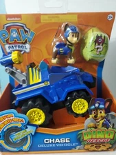 NEW Paw Patrol DINO RESCUE Chase Deluxe Rev Up Vehicle & Figure Nick Jr