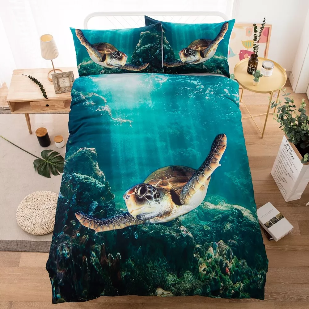 Animal Sea Turtle Duvet Cover Pillow Cases Bedding Set Single