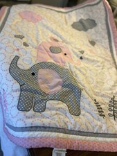 Optima Baby Quilt Poly/cotton 36 X 45 Elephants And Hearts