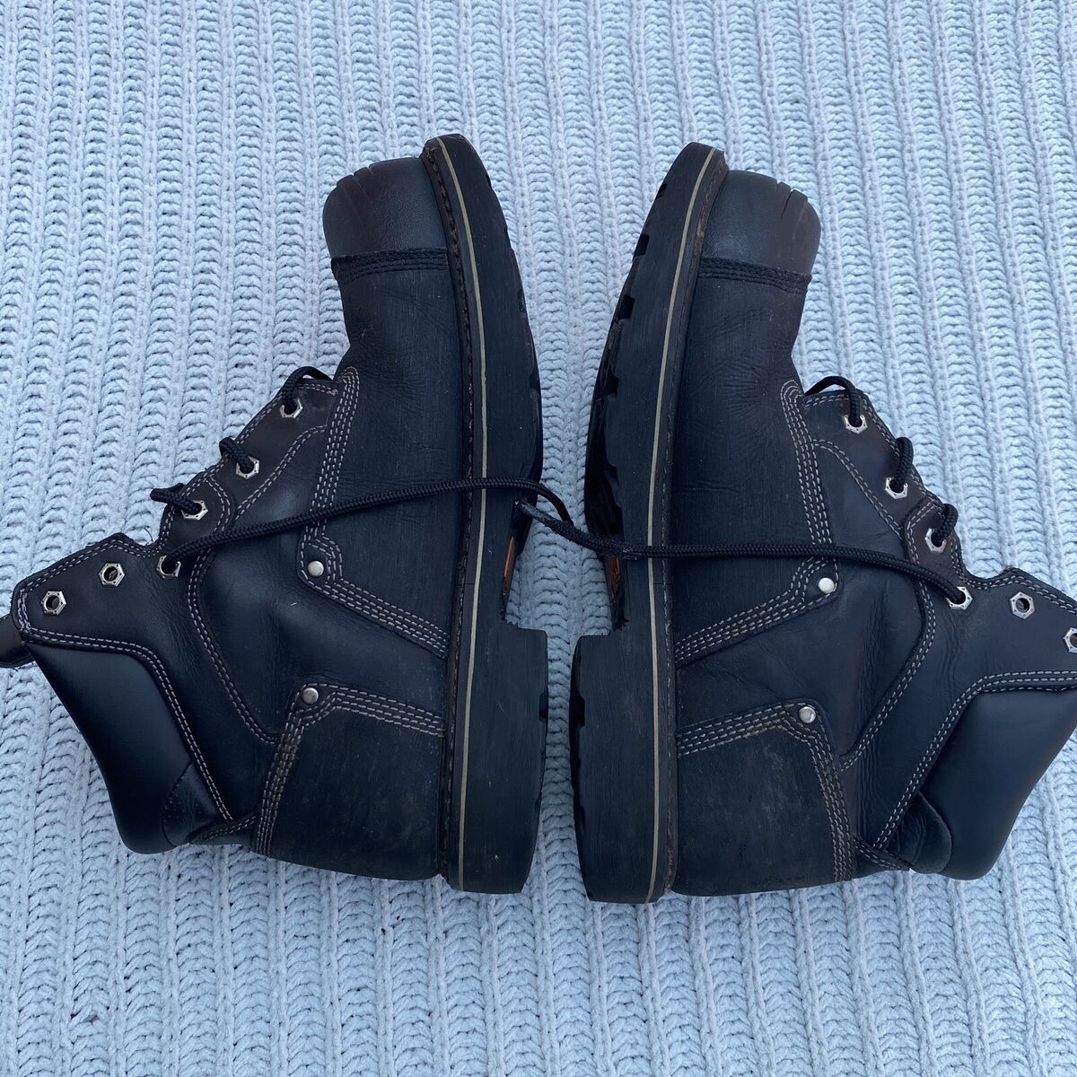 Timberland Pro 71 Mens Sz 13 Black Leather Steel Toe Work Boots