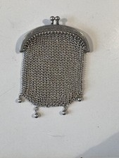 Antique Edwardian Purse Silver Mesh Design 2.5" long x 2" wide