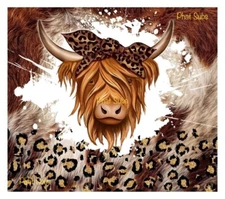 20oz Sublimation Tumbler Wrap Highland Cow Head Ready To Press Heat Transfer
