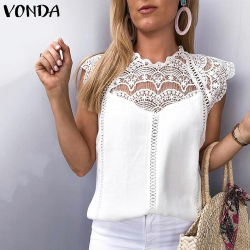 Blusas De Encaje Para Mujer Moda Sexy Camisa Elegante Cuello Túnica Oficina Lujo