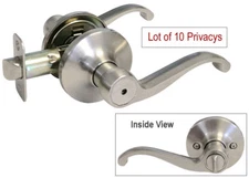 10 Satin Nickel Privacy Door Knobs Locks Levers Bedroom Bathroom Brushed Nickel