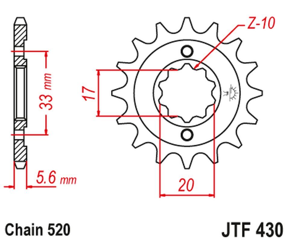 Pignon avant JT 430 14 en acier ultra-résistant pour Suzuki RMZ 250 de cross