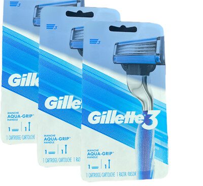 Lot Of 3 Gillette 3 Men's Razor Handle New