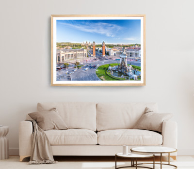 Building Print, City Wall Art, Cloudy Sky View Framed Nature Wall Art, City
