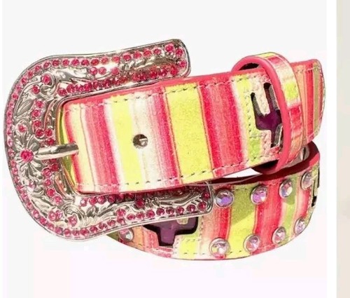 Angel Ranch West Girl Belt Sz 20 Or 22 Glitter Stripe Cactus Light Up D130001230 - Picture 3 of 4