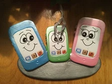 Cell Phone Family of 3 POLARX Personalizable Christmas Tree Ornament  Ships Free