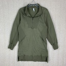 ANTHROPOLOGIE Daily Practice Meru Dress M Olive Green Mini Shift Sweatshirt Boho