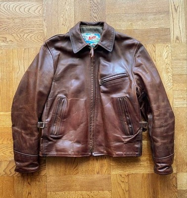Aero Leather Brown Highwayman Horse Leather Biker Jacket Size 36