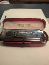 Vintage M Hohner Chromonica II De Luxe Harmonica Germany with Original Case
