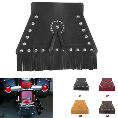 PU Leather Black Rear Fender Mud Flap Mudguard Cover with Fringe For Harley