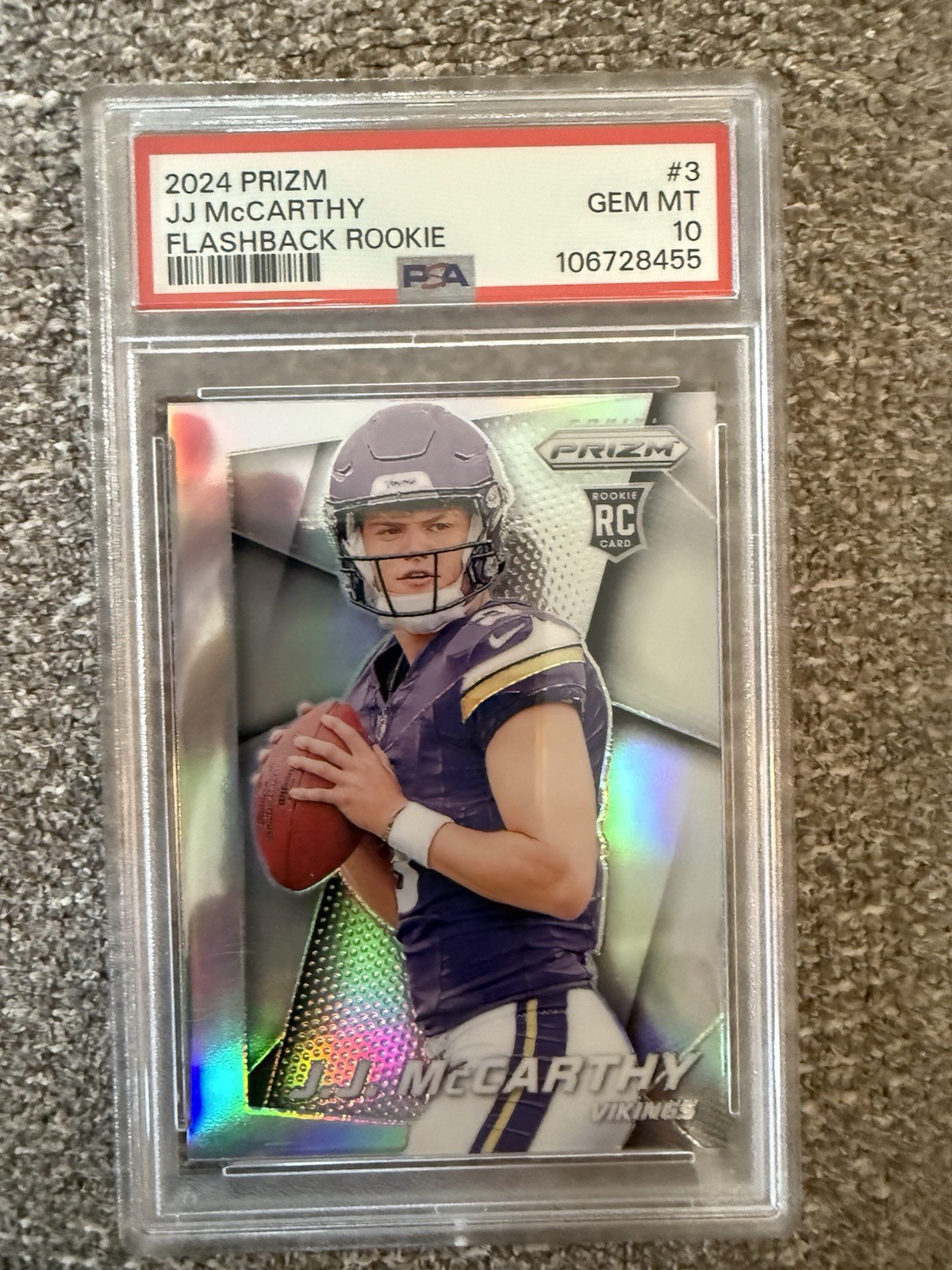 2024 Panini Prizm - Prizm Flashback Rookie J.J. McCarthy #3 Silver Prizm (RC)