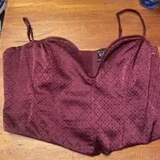 Burgundy Corset Crop Top Rhinestone By Windsor Size Lg