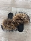 Woman’s Real Fur Slide Slides w/Brown and BlackAccents (Size 10) Indoor &Outdoor — photo 2