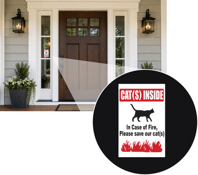 Cat(s) Inside Case of Fire Please Pair Feline Warning (2) Decal Stickers p355