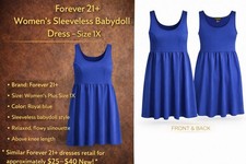 Forever 21+ Babydoll A-Line Dress Royal Blue Sleeveless Scoop Neck Flowy 1X