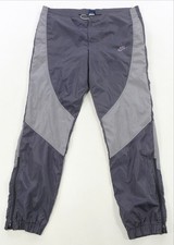 Rare VTG NIKE Spell Out Swoosh Two Tone Chevron Track Pants 80s Blue Tag Gray L