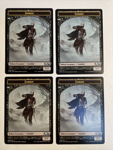 4x Mtg Core Set 2019 M19 Zombie Tokens NM Magic The Gathering
