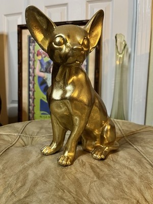 Gold Finished Statue of Dignified Guardian Chihuahua