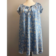 Oscar de la Renta XL Satin Nightgown Floral Cottagecore Romantic Short