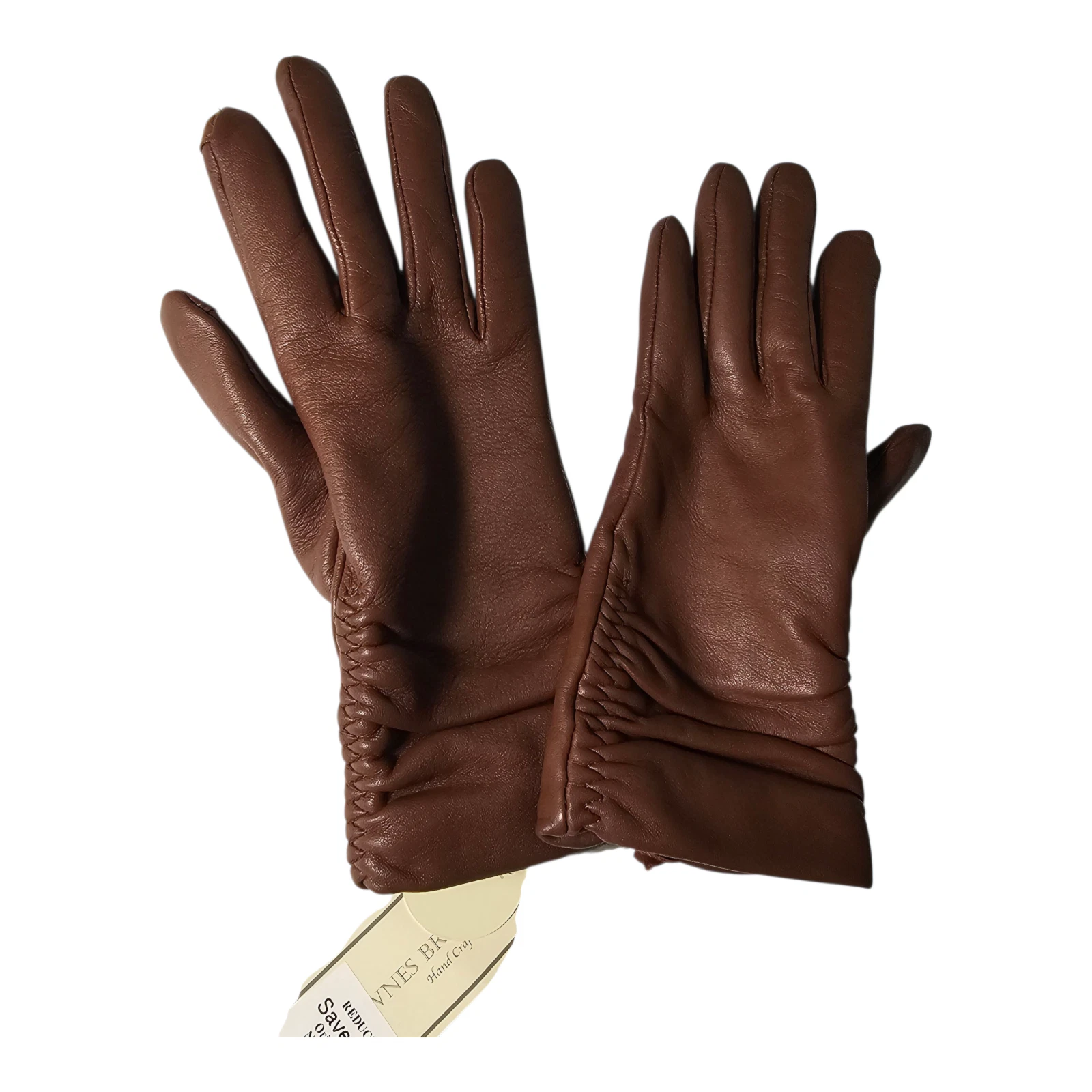 Fownes Brothers Metisse Ruched Leather Touchscreen Gloves Copper Brown S/M