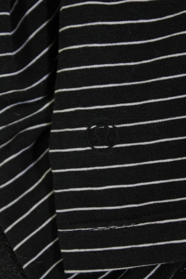 Camiseta Lululemon Mujer Manga Larga Cuello Redondo Rayas Negra Blanca Talla 4 Foto 4 de 4