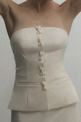 Marlies Grace Olivia Strapless Top Bow Size Large Ivory