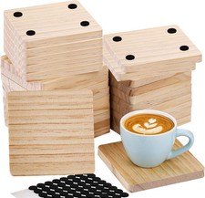 Dicunoy 20PCS Unfinished Wood Coasters Square Thick Blanks 80PCS Foam Pyrography