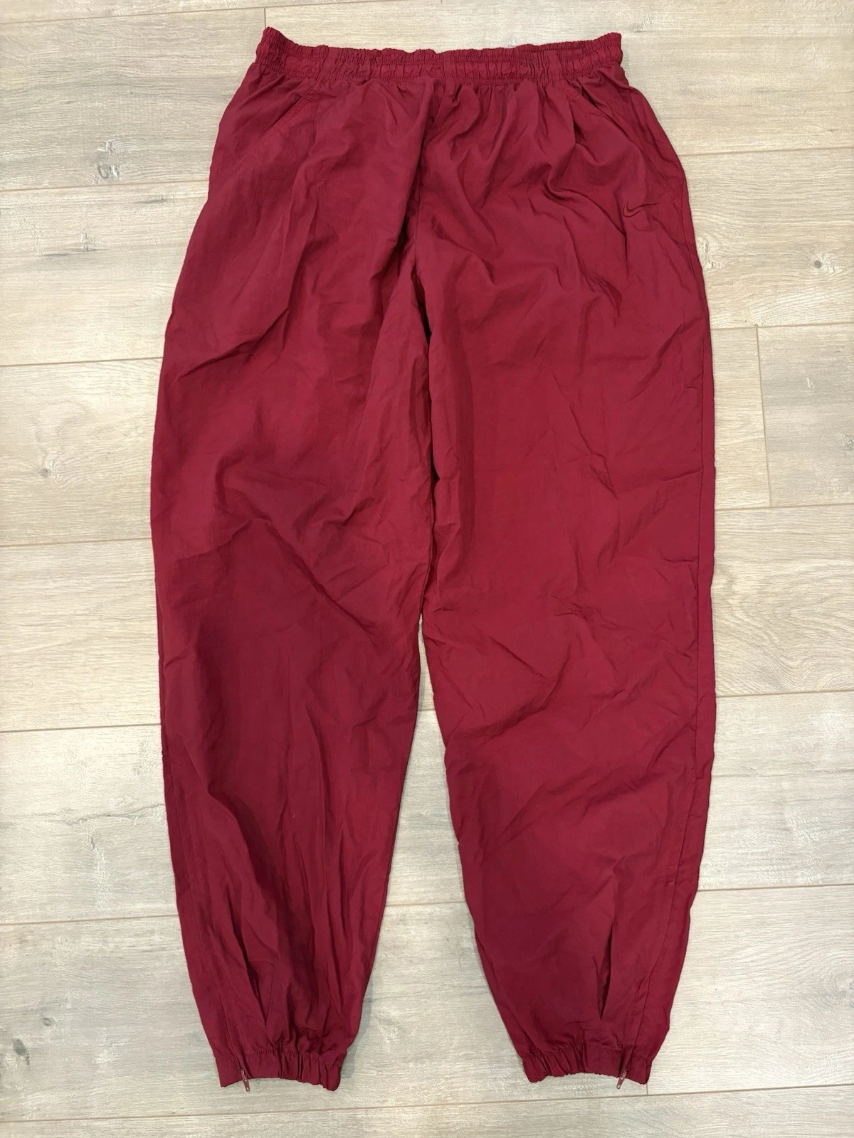 Vintage Nike Track Pants XL Red Nylon Joggers Tonal Windbreaker Swoosh 90s