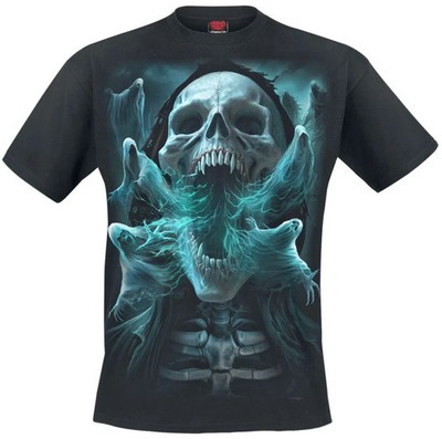 Spiral T-Shirt Herren Ghost Skull schwarz Horror, Rockwear, Totenköpfe