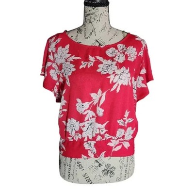 NWT By & By Floral Print Open Tie-Back Blouse, Size Large