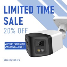 VIKYLIN 4MP 180 Wide Angle Bullet Security Camera IR Warm Light Dual Lens CCTV